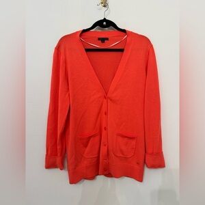 Women’s Tommy Hilfiger Coral Fall Button Down Cardigan with Pockets Logo Ribbed